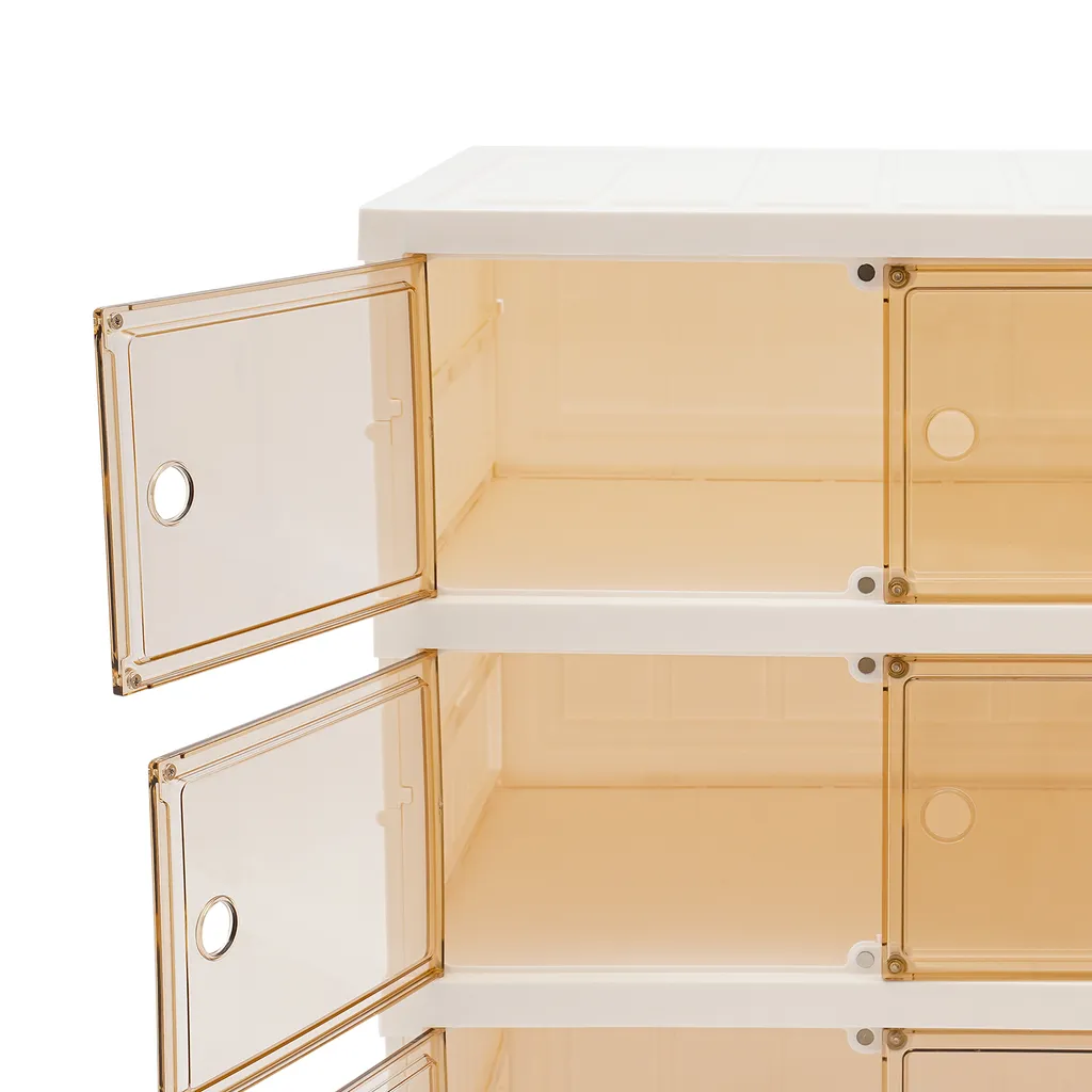 Boîte de rangement à chaussures pliable 3 étages blanc gain de place - 6