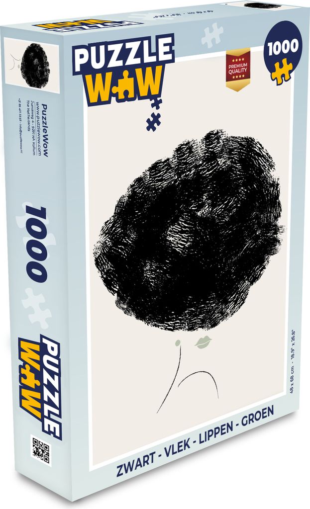 MuchoWow Puzzle 1000 Teile Schwarz - Fleck - Lippen - Grün - Frau - Spielzeug - Alt und Jung - Spiele - Puzzeln