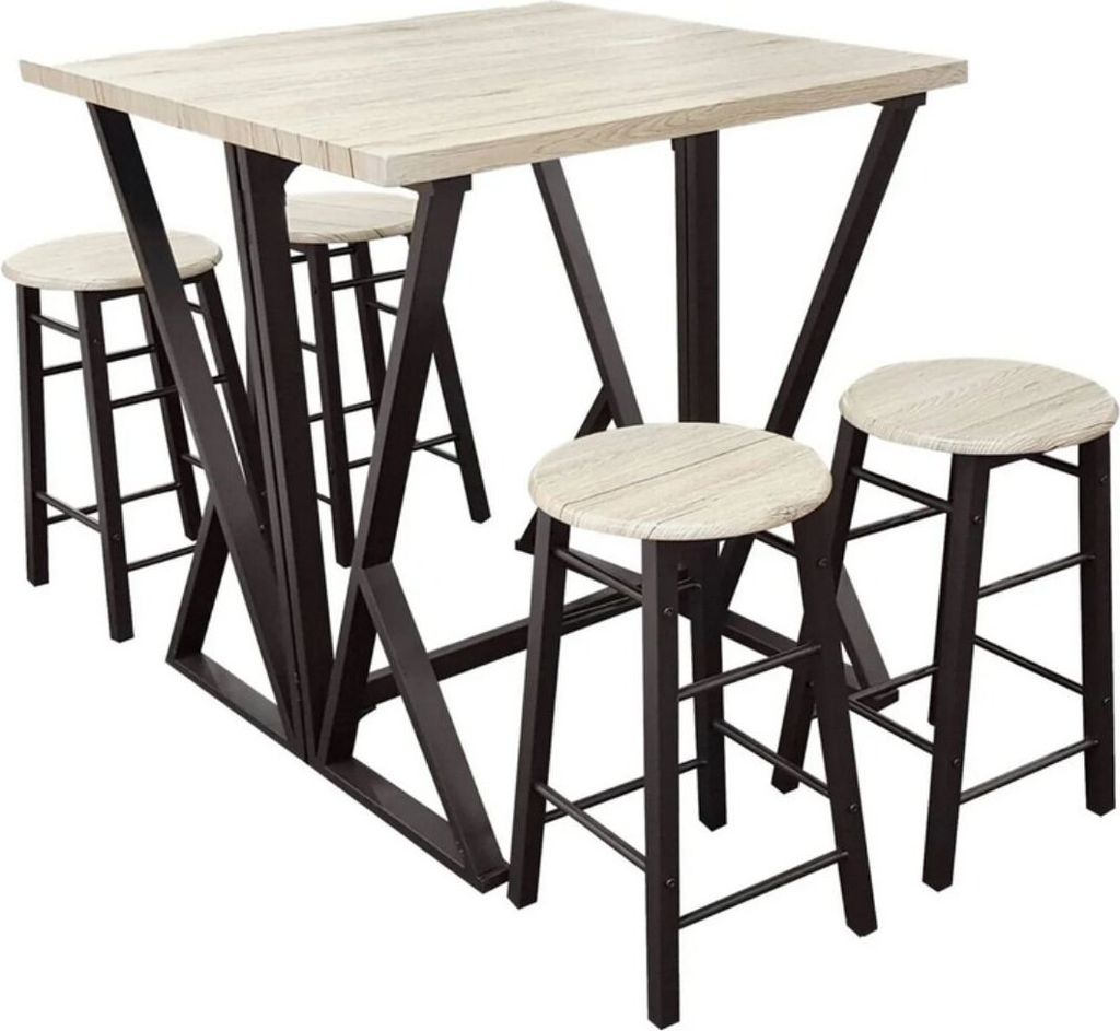CALICOSY - Hochklappbarer hoher Tisch + 4 Hocker - DOCK