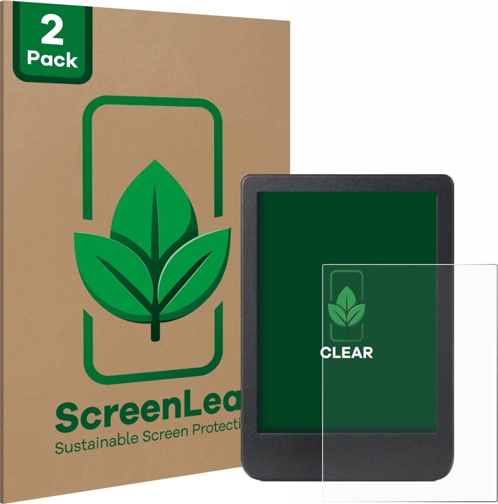 2x ScreenLeaf Schutzfolie für Kobo Clara BW nachhaltiger Displayschutz Display Schutz Folie Klar Transparent