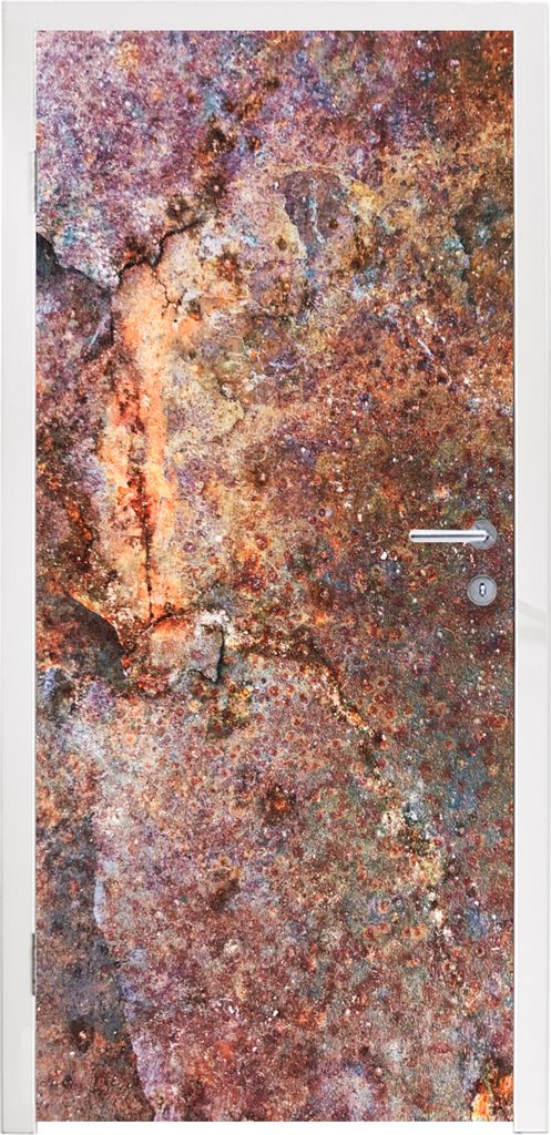 MuchoWow Türtapete Selbstklebende Türfolie Eisen - Braun - Rost 75x205 cm Türposter Türaufkleber Klebefolie Türklebefolie - XXL-Aufkleber - ...