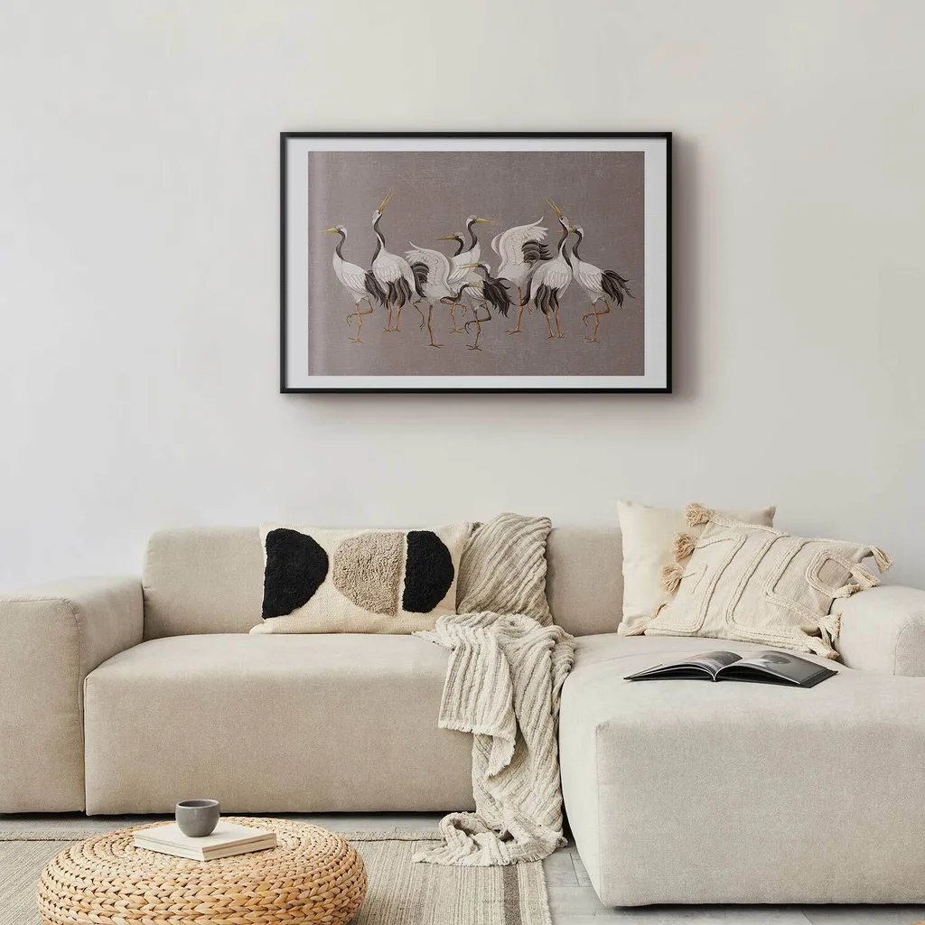 Offerta Quadro Danza delle Gru 60x40 Cornice Nera - Pronto da Appendere - 2