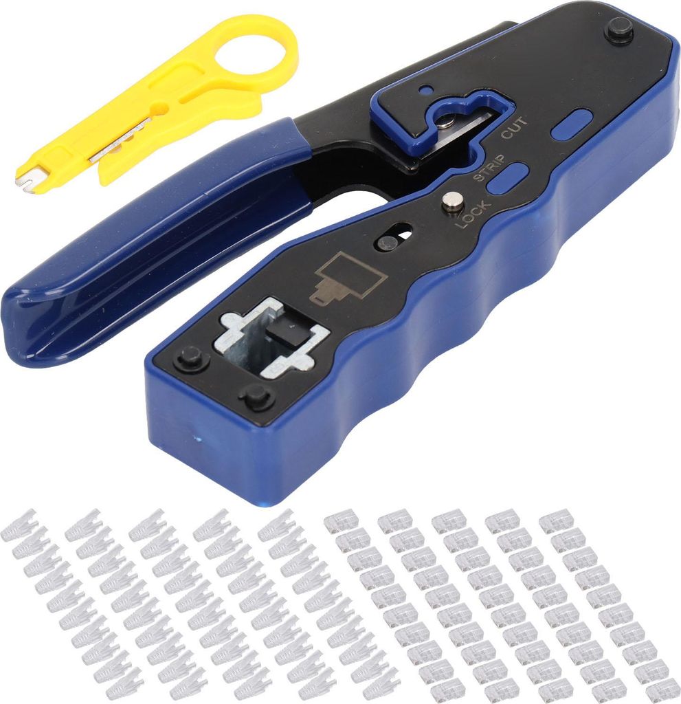 RJ45-Crimpwerkzeug-Set mit 50 RJ-Steckern für Netzwerkgeräte