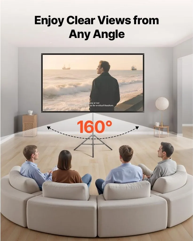 Schermo di proiezione a treppiede da 80 pollici con grandangolo da 160°, schermo per proiettore 16:9 4K HD - proiettore per interni ed esterni - schermo cinematografico portatile con borsa di trasporto per home cinema e presentazioni - 7