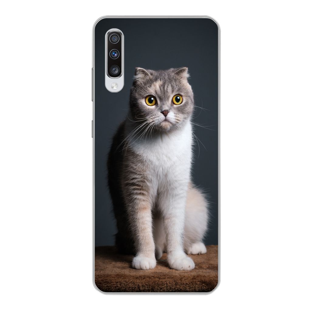 MuchoWow Handyhülle Schutzhülle Hülle für Samsung Galaxy A70 Katze - Haustiere - Licht Silikon Softcase Handy Hülle - Schutzhaube