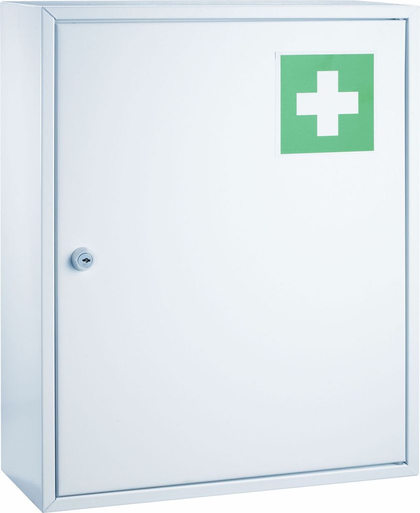Erste-Hilfe-Verbandschrank Stahl lackiert 360x150x450mm weiß Packung mit 4 Stück