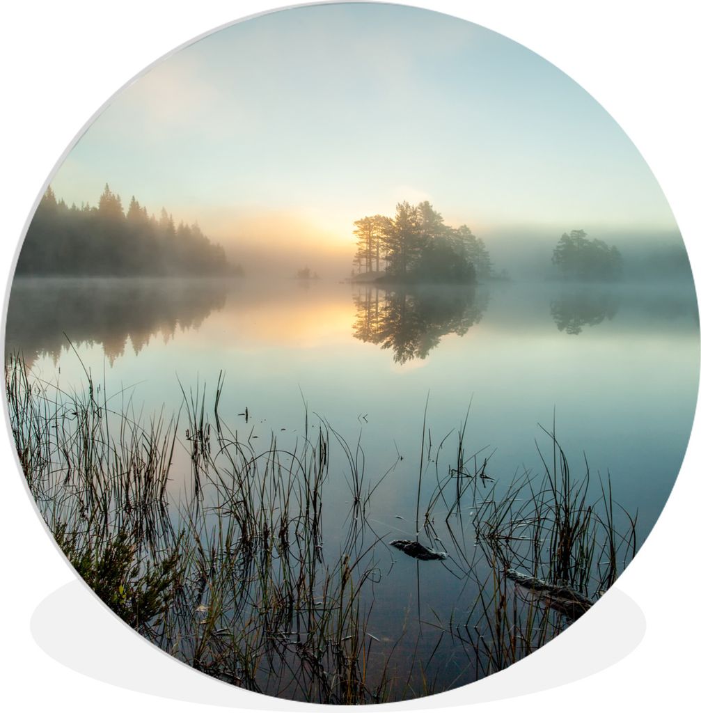 MuchoWow Rundes Wandbild - Runde Bilder Sonnenaufgang am See Ø 90 cm Kreis Wanddekoration Kunststoff - Wandkreis - Wandschmuck - Wand-Kreis - Wo...