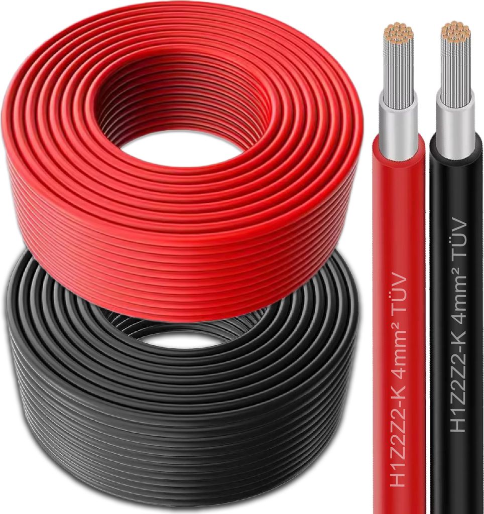 Solar Kabel für Solarmodule Solarleitung Solarkabel Schwarz Rot 4mm² 6mm² PV Farbe:Schwarz;Kabelquerschnitt:6mm²;Länge:50 M inkl. 0% MwSt. gem...