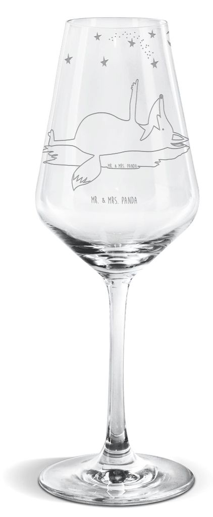 Mr. & Mrs. Panda Weinglas Fuchs Sterne - Transparent - Geschenk, Weißweinkelch, Für Weißwein, wein glas, Romantik, Füchse, Kelch, Mond, Sternen...