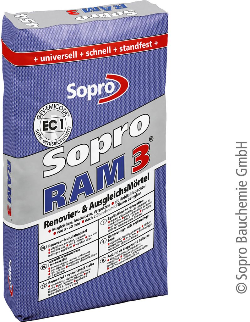 Sopro RAM3 Renovierungsmörtel Ausgleichsmörtel 25kg Produktbild 