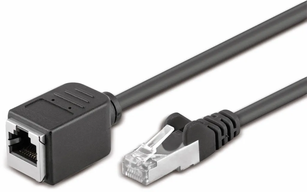 Goobay 91884 Cavo di prolunga CAT 5e, F/UTP, nero, 5 m - RJ45 maschio (8P8C) > RJ45 femmina (8P8C)