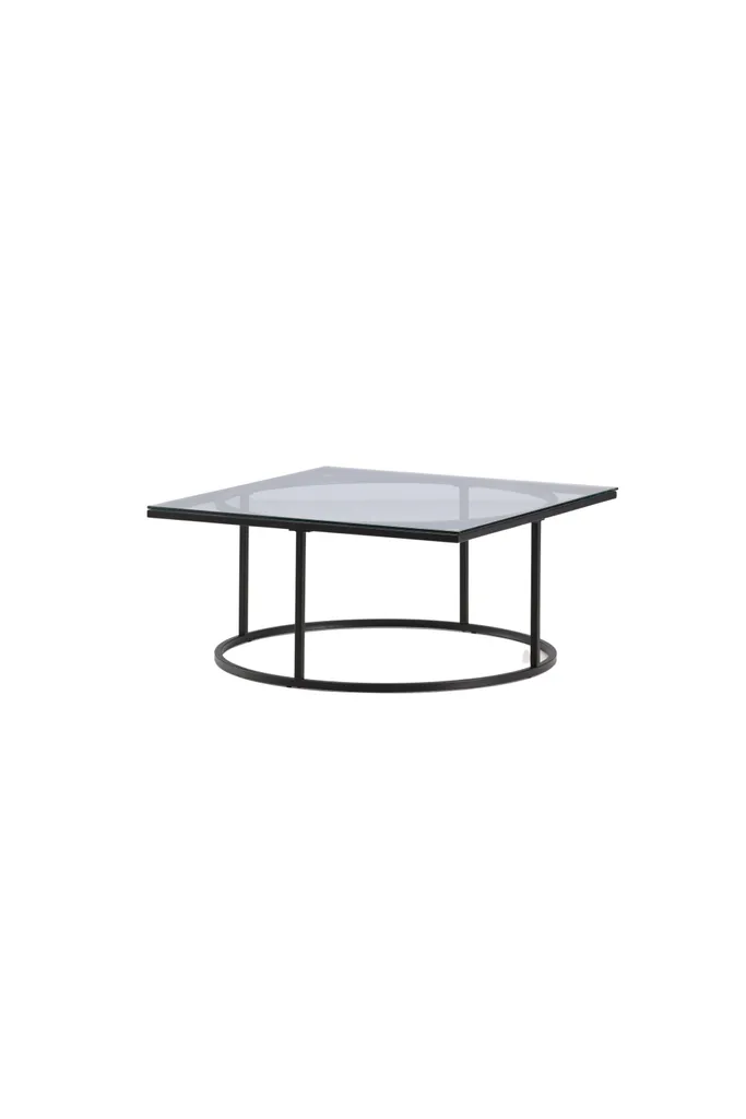 Table Basse Carrée Skanör 90x90 cm en Verre et Finition Noire Mate - 2