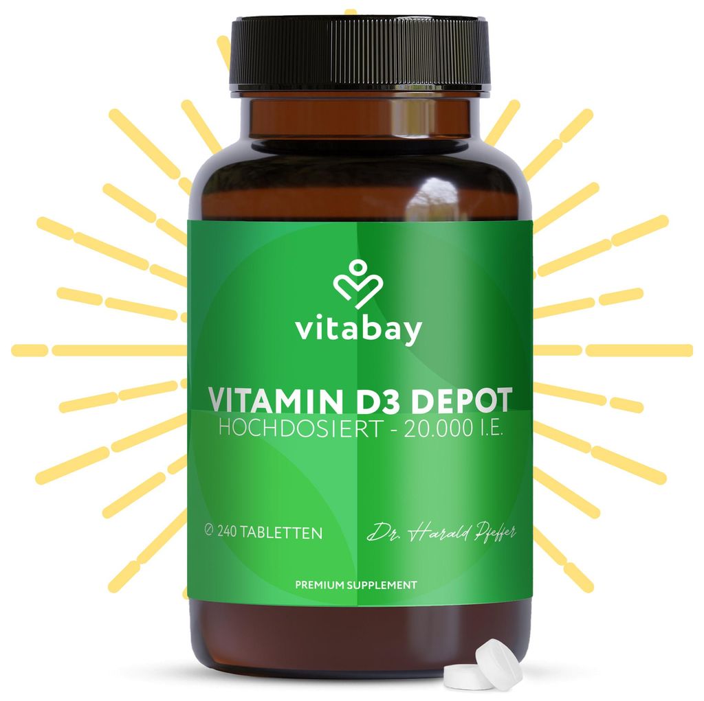 Vitamin D3 Depot 20000 I.E Cholecalciferol, 120 St TAB Produktbild 