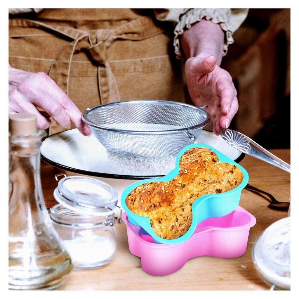 Silikon Backform Knochenform 2er Set für Hundekuchen, flexibel und leicht zu reinigen