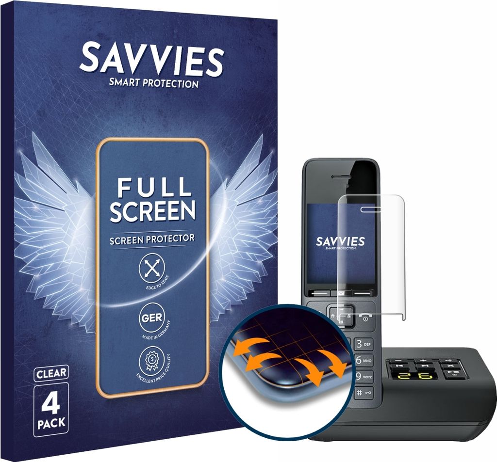 4x Savvies Fullscreen Schutzfolie für Gigaset COMFORT 520A Produktbild 