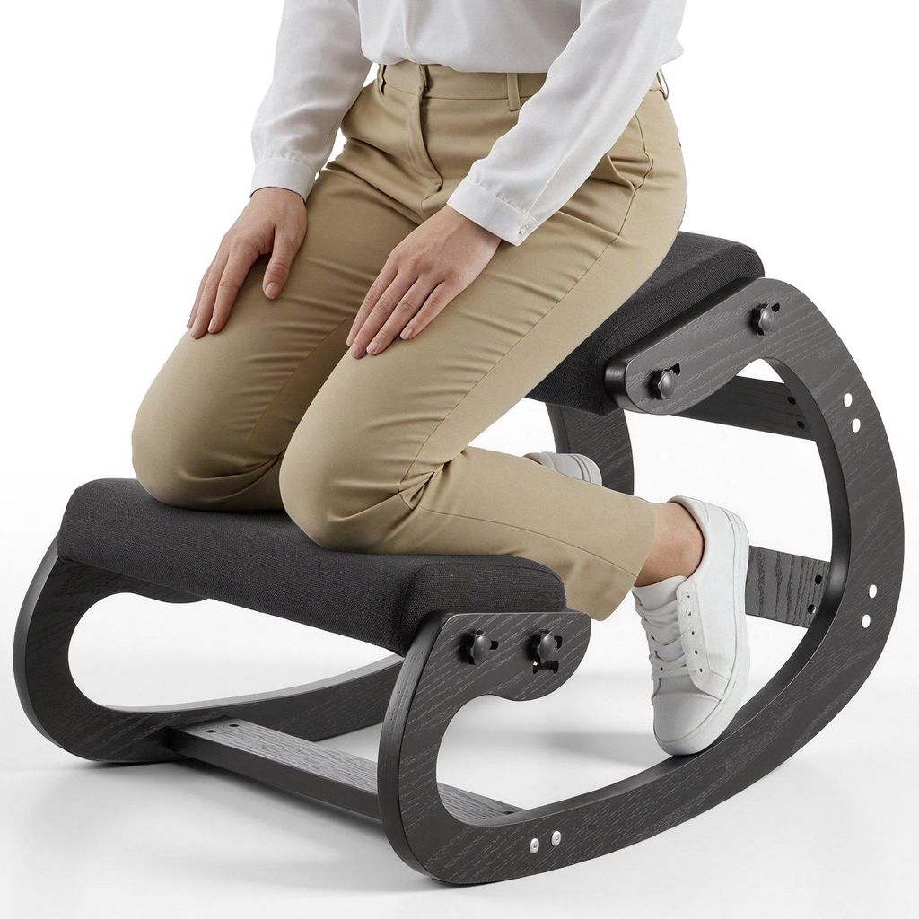Ergonomischer Kniestuhl - Kniehocker - Höhenverstellbar - Dicke Schaumstoffpolster - Massivholzrahmen - Entlastet Rücken & Nacken - Für Büro & ...