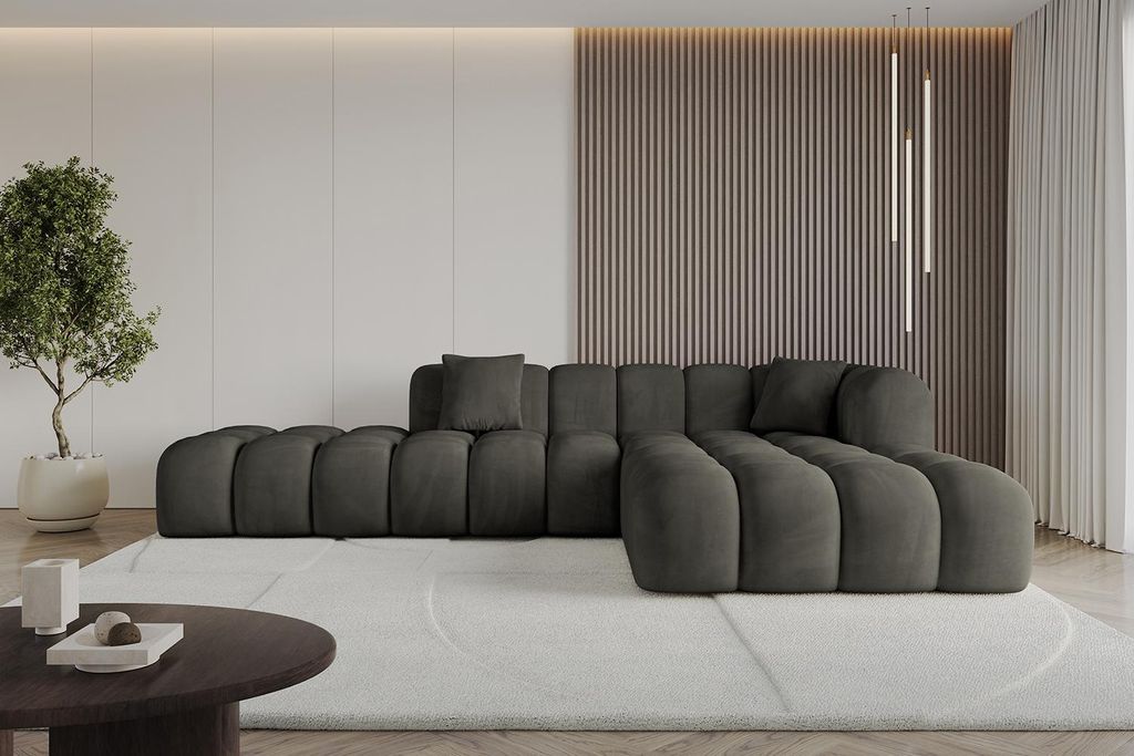 ALTDECOR Ecksofa in L-Form OLEA-L2 - 289x176x71 cm Schwarz - Corner Sofa Bett Eckcouch Couch Wohnlandschaft Cauchsofa