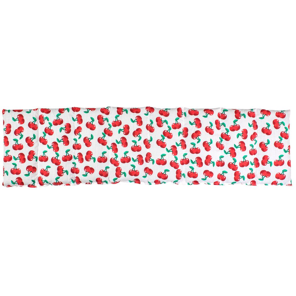 Bio-Dinkelkissen 75x20cm groß 8-Kammer - cherry-white - Wärme-Körner-Kissen für Mikrowelle oder Backofen, Bio-Dinkel