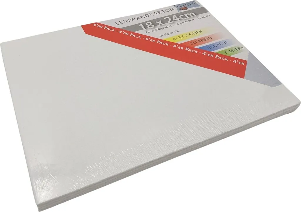 24 Packs de 4 Cartons entoilés 24x18cm pour Peinture Huile et Acrylique