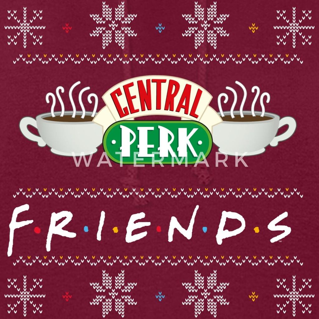 Spreadshirt Friends X-Mas Central Perk Damen Hoodie, M, Bordeaux