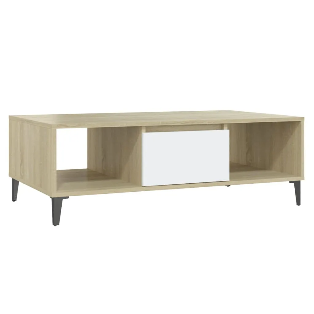 vidaXL Table Basse Blanc et Chêne Sonoma 103,5x60x35 cm en Bois