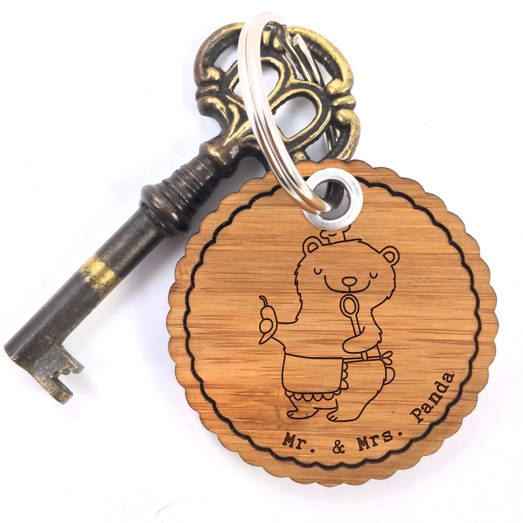 Mr. & Mrs. Panda Anhänger Koch Herz - Transparent - Geschenk, Restaurant, holz, Schlüsselanhänger, Taschenbaumler, Feinschmecker, Chefkoch, Tasc...
