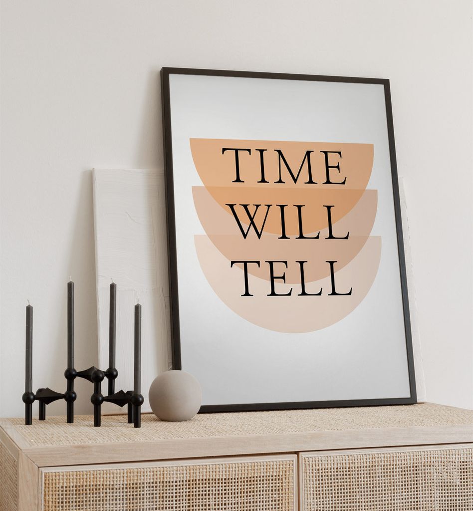 Poster Zeit, groesse_poster:50x70 cm, groesse_rahmen:weiß Passepartout 70x100 cm