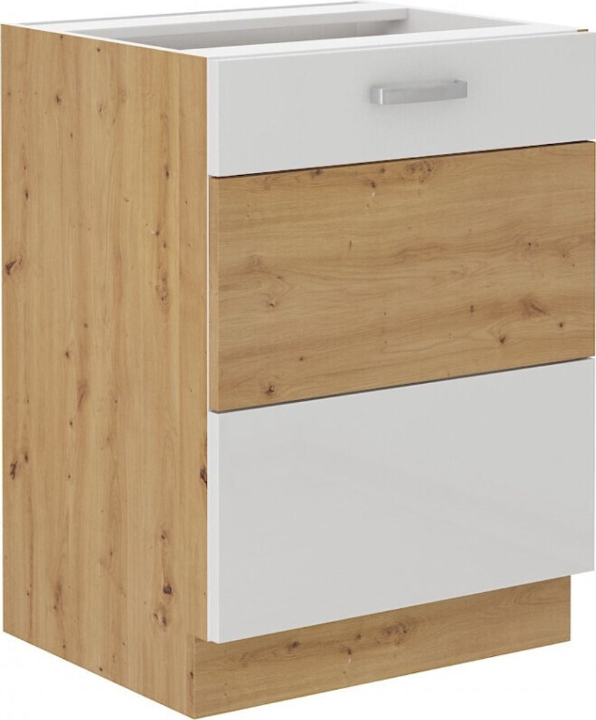 Dolná jednodverová skrinka ADARA - šírka 60 cm, biela / dub Obrázok produktu 