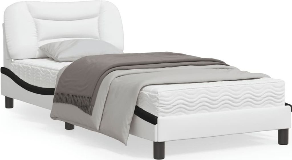 Maison Exclusive - Bettgestell mit LED ohne Matratze "Hvar" Weiß und Schwarz 90x190 cm