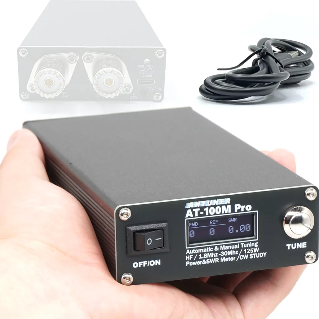 Tuner Antenne AT100M Pro 125W Multifonction avec Mode Exercice Morse HF