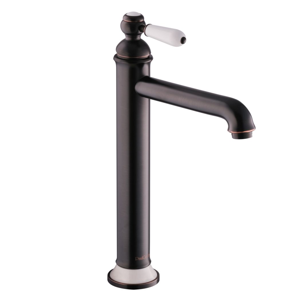 PaulGurkes Waschtischarmatur Lang für Aufsatz-Waschbecken Nostalgie Antik Schwarz