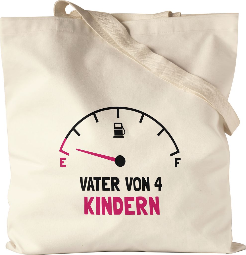 Vater von 4 Kindern Jutebeutel Stoffbeutel Canvas Lustig Energielos Tank ist Leer Spruch Geschenk Vierfacher Papa