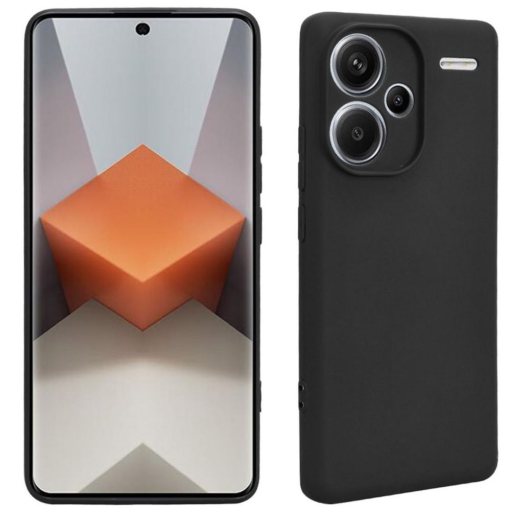 A black phone case is shown next to a smartphone.