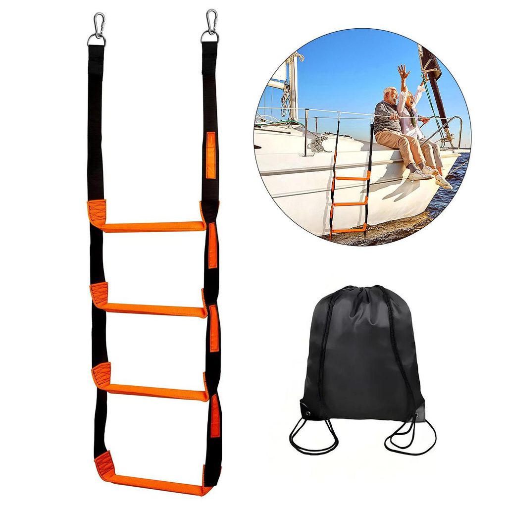 Aufblasbare Bootsleiter – Faltbare Dock-Treppe 600 lbs Tragkraft, Tragbar für Yacht, Motorboot, Kanu & Outdoor-Wassersport, Schwimmen & Klettern
