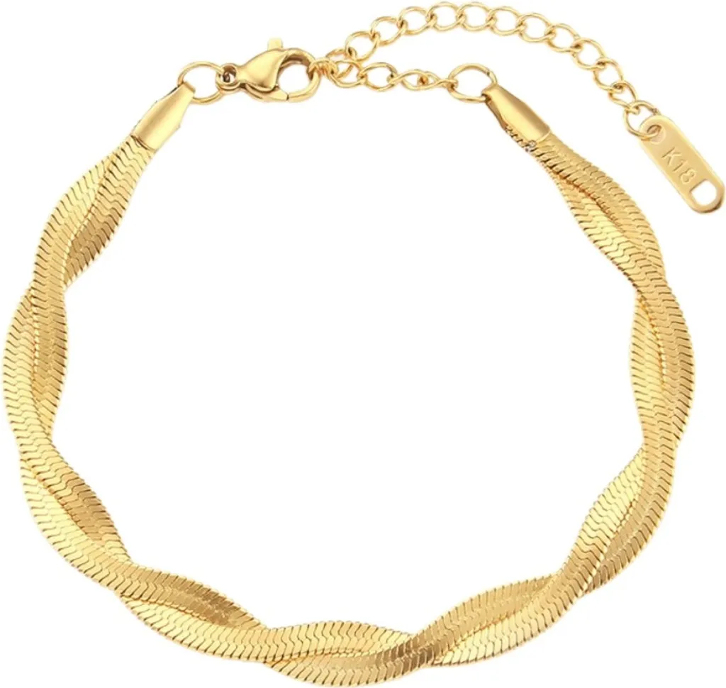Bracciale Piatto Snake Oro Acciaio Inox Chirurgico Antiallergico