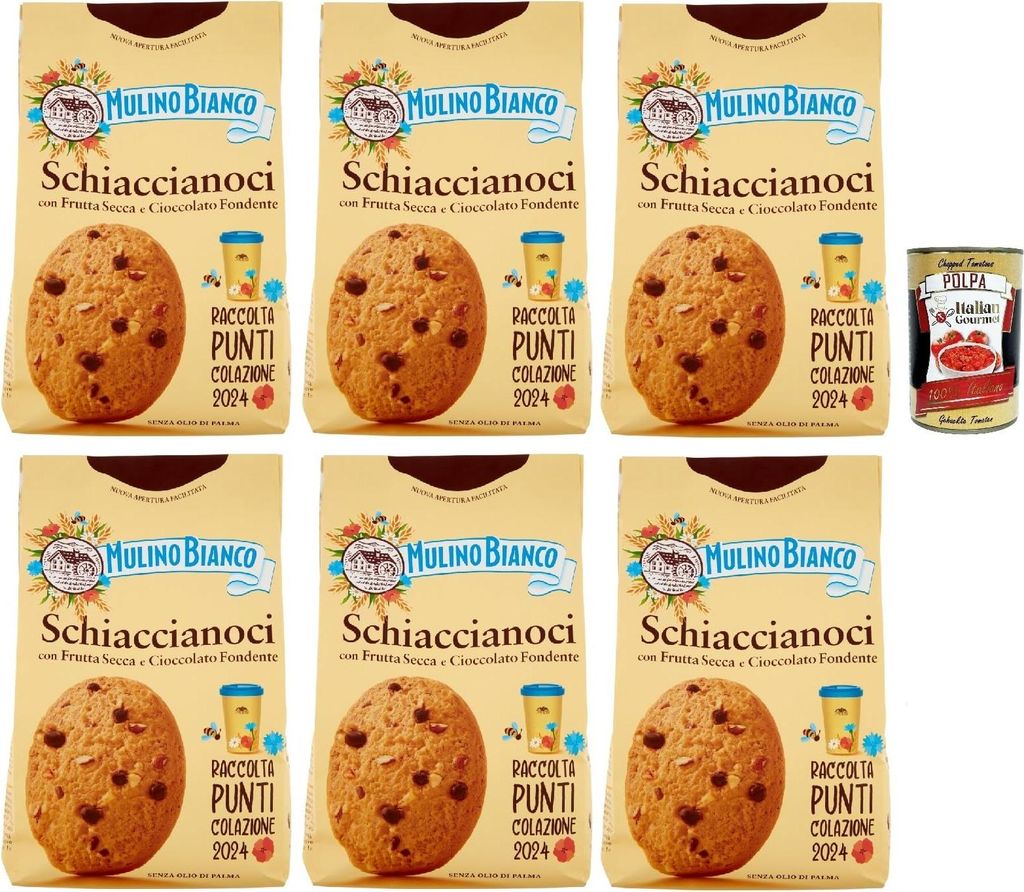 Mulino Bianco Schiaccianoci Biscotti con Frutta Secca e Cioccolato Fondente, Kekse mit getrockneten Früchten und dunkle Schokolade, biscuits cooki...