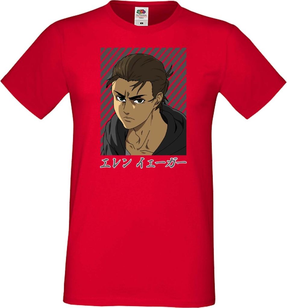 Herren T-Shirt Japan Manga Animation Comics Attack Anime On Titan Eren Yeager 07 Var-016 Main Titan, Man S / Rot