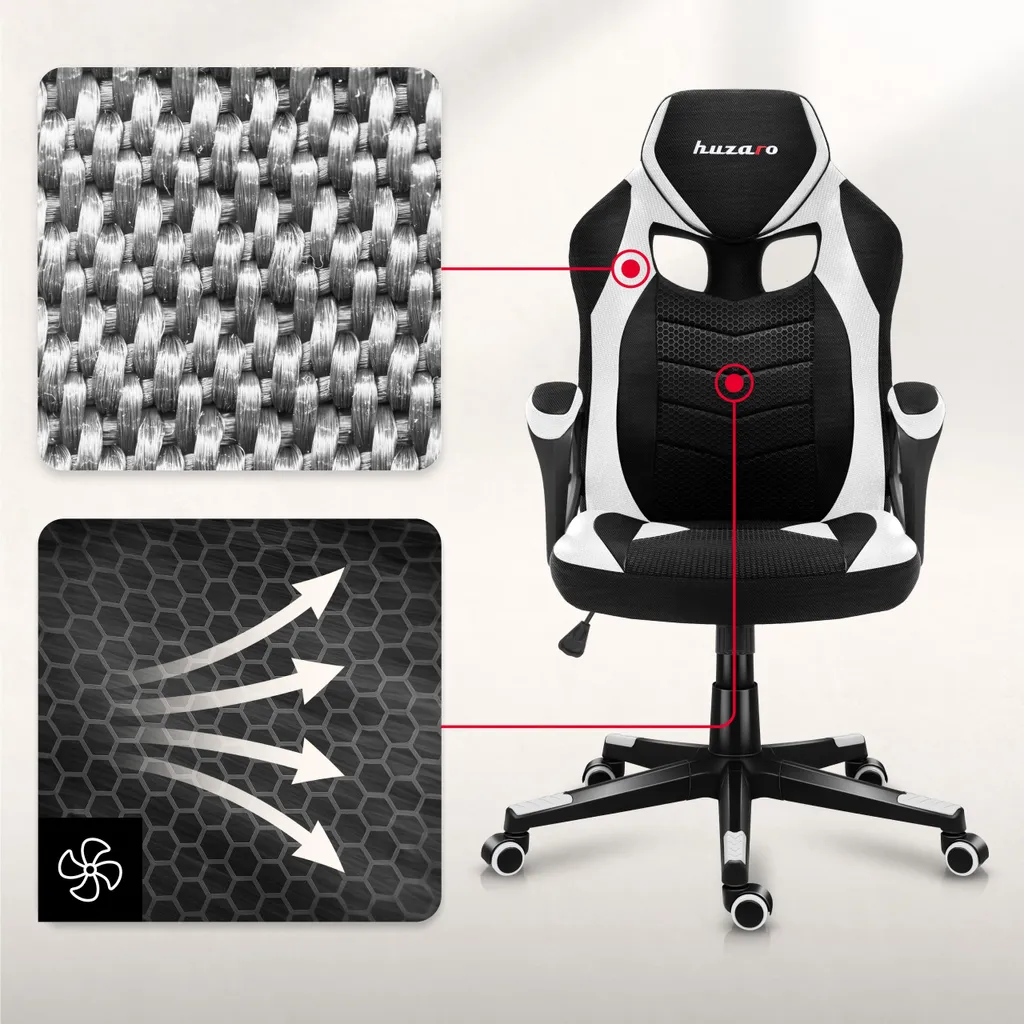 Huzaro Force 2.5 White Mesh Gaming Chair - 11