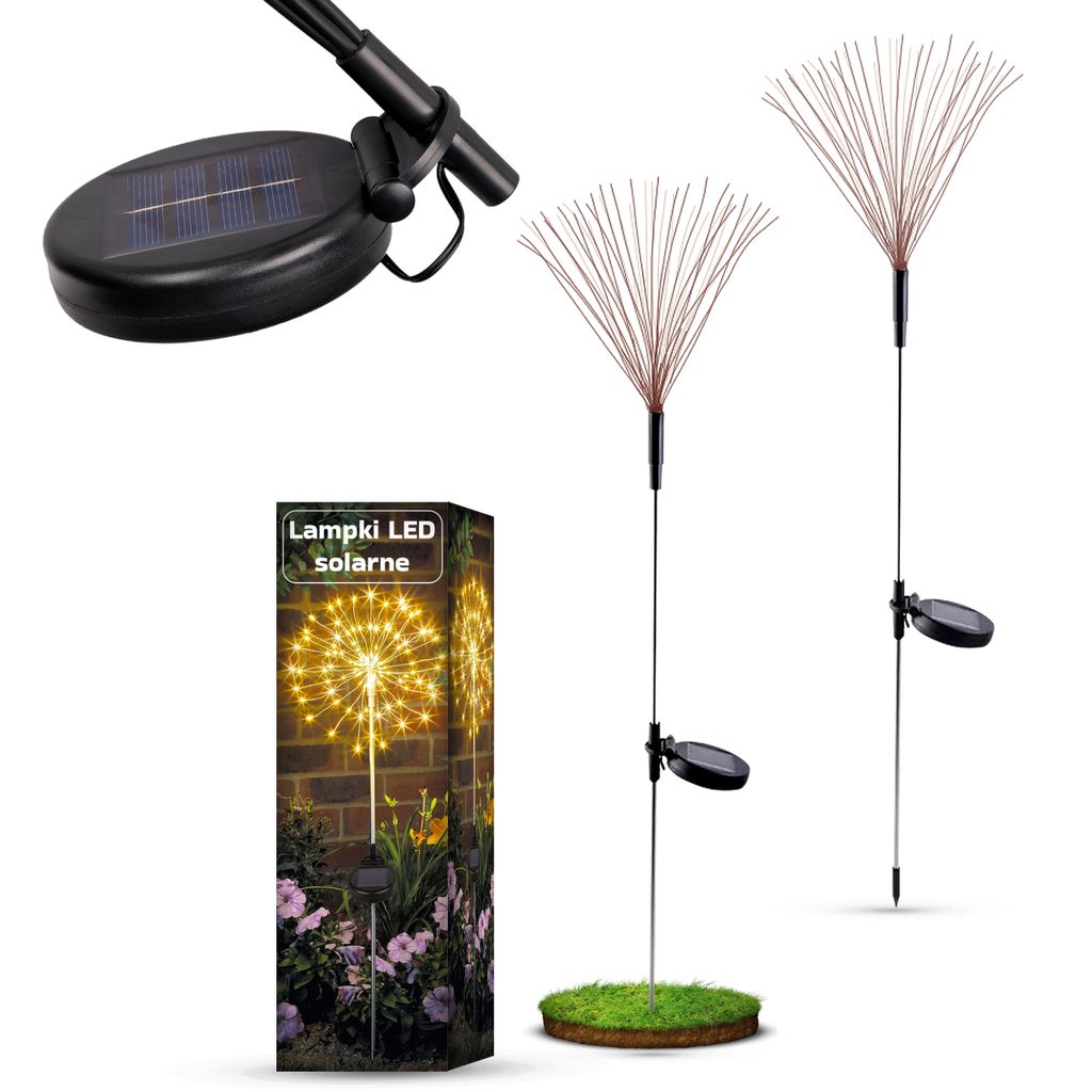 MasterLED Solar Gartenleuchte 2er Set Deko Pusteblume – 144 LED – 3000K Warmweiß – 84 cm IP44 – Außenleuchte Erdspieß