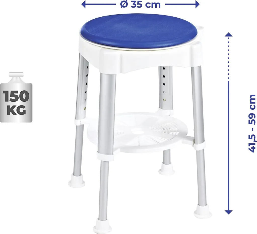 Évitez les chutes : Tabouret de douche pivotant ajustable et sécurisé