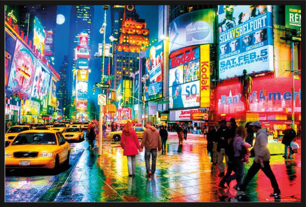 Tableau New York Times Square Incassable avec Cadre Shinsuke® Léger