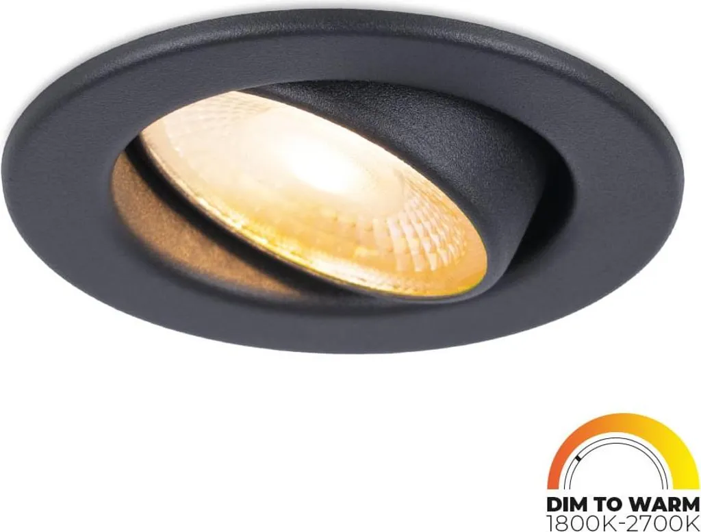 HOFTRONIC Spot LED Encastrable 5W Noir IP44 Dim to Warm Inclinable