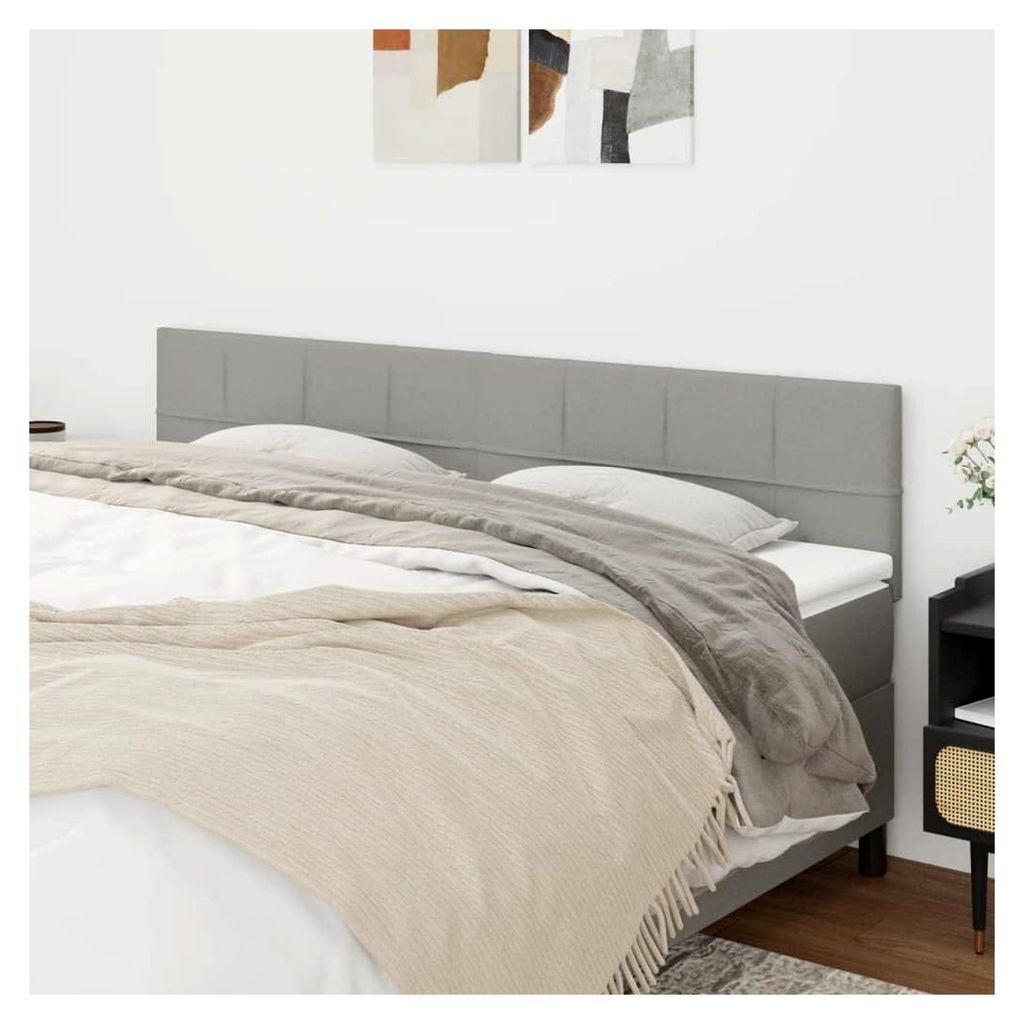 Kopfteil 2er-Set, 100x5x78/88 cm, Für 90 Einzel- & 180 cm Super-Kingsize-Bett, Stoffbezug, Schaumfüllung, Hellgrau, Schlafzimmermöbel