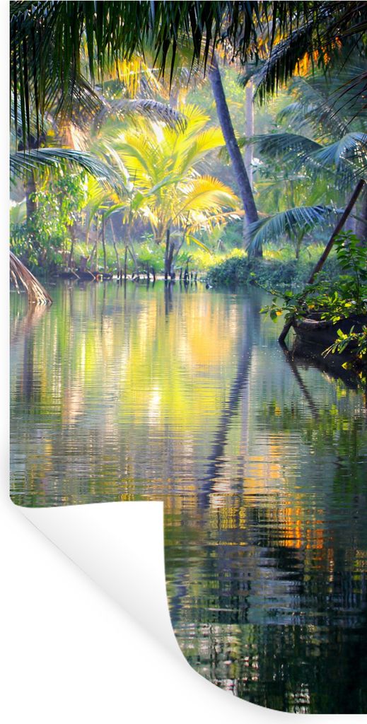 MuchoWow Wandtattoo Wandsticker Wandaufkleber Tropische Reflexion 80x160 cm Selbstklebend und Repositionierbar - Sticker - Dekorfolie