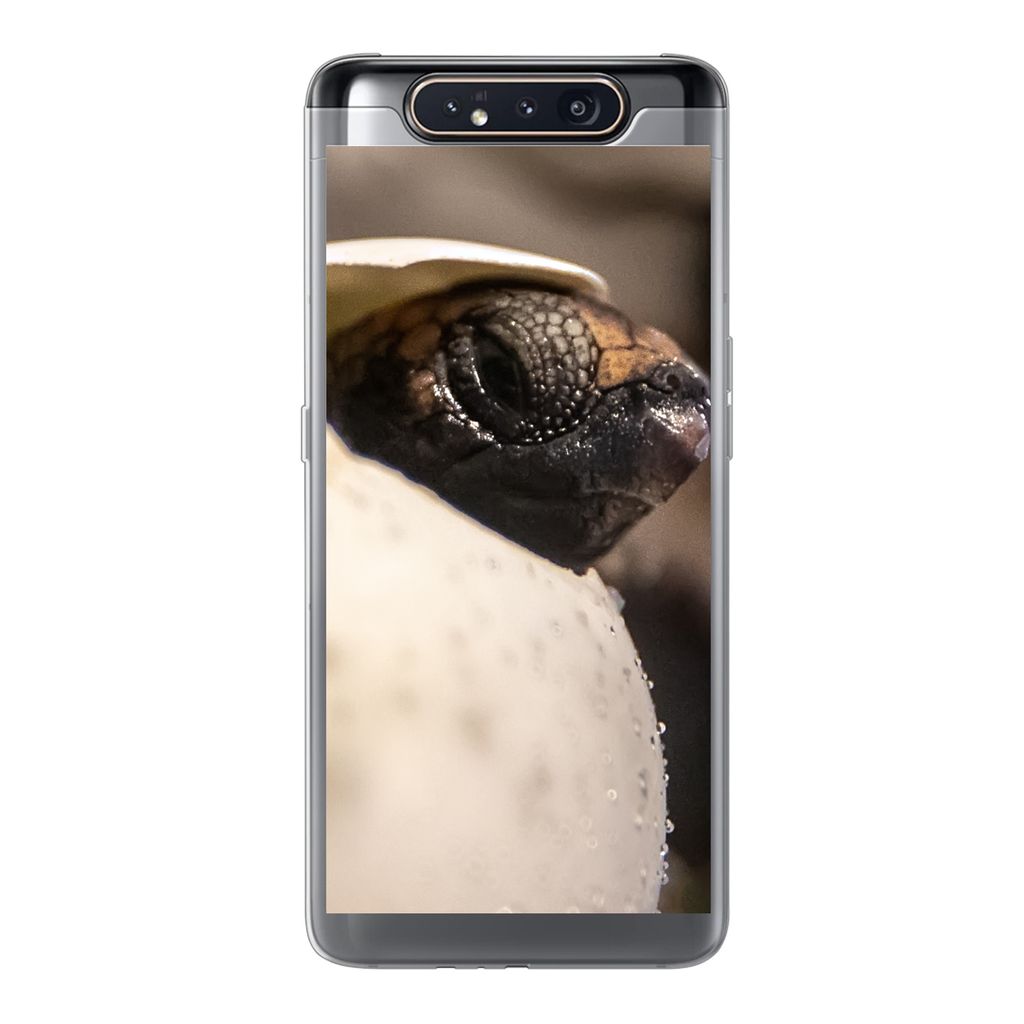 MuchoWow Handyhülle Schutzhülle Hülle für Samsung Galaxy A80 Schildkröte - Baby - Ei Silikon Softcase Handy Hülle - Schutzdeckel