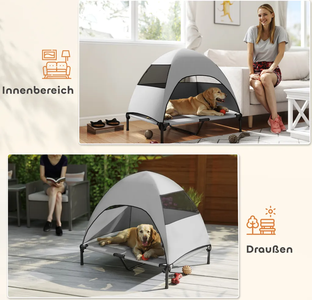 Lettino PawHut 91x76x90cm: Struttura in Metallo e Rete Traspirante - 7