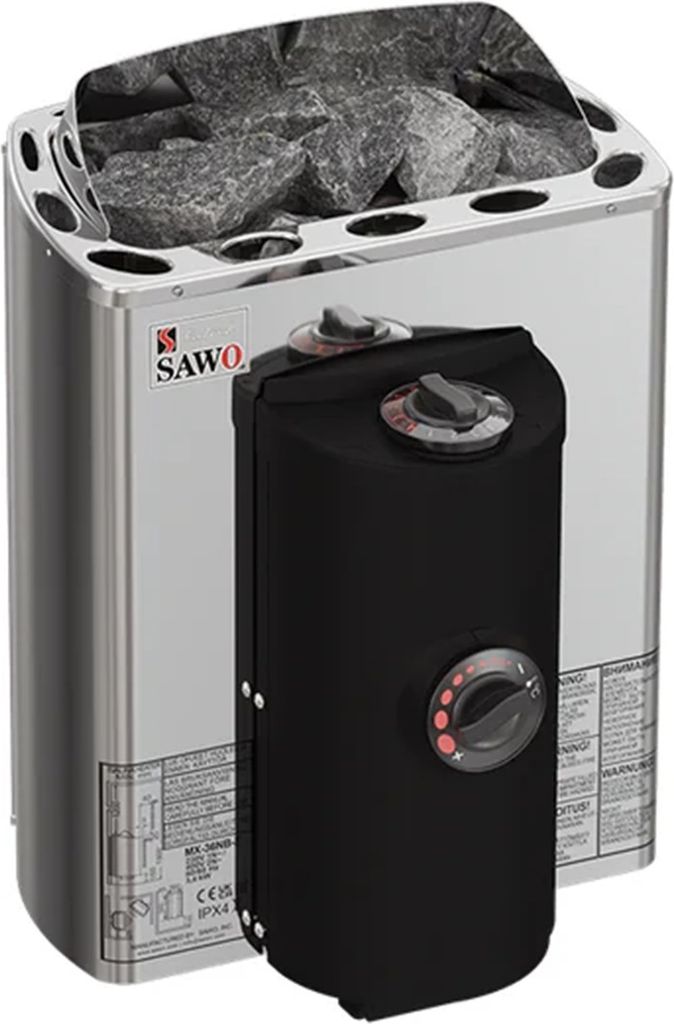 Saunaofen Sawo Mini X aus Stahl, 2,3 kW | mit integrierter Steuerung | MX-23NB-Z