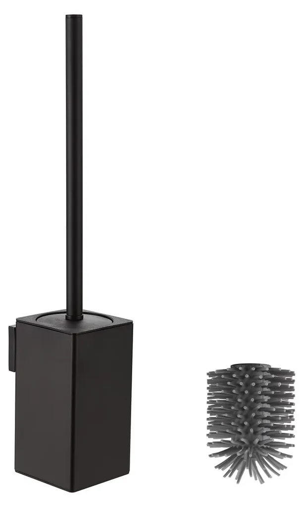 Brosse de toilettes noire en acier inoxydable avec support mural chic