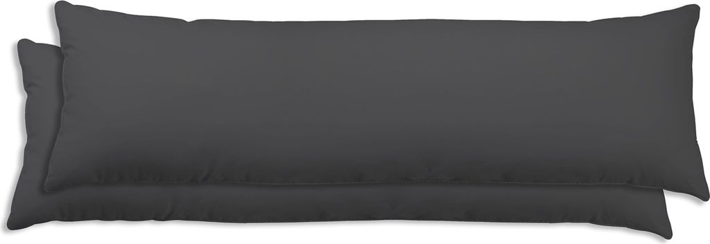2er Set Seitenschläferkissen Bezug 40x145 cm anthrazit Uni Produktbild 
