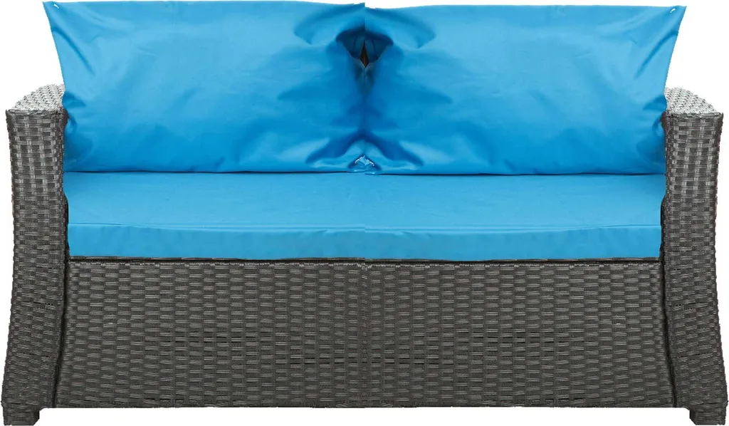 Cuscini per divano da giardino - Blu| Seduta 112x60x7, schienale 2*56x50| Cuscino in rattan per divano| Cuscino per seduta| Seduta per 2 persone